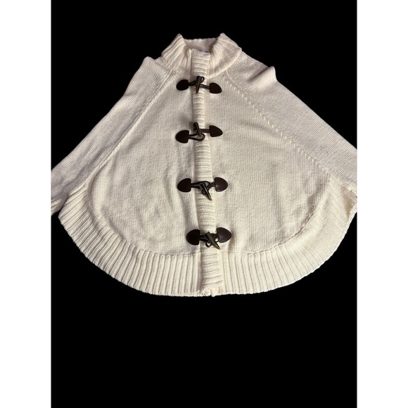 Michael Kors Ivory Sweater Poncho Cape Oversized Full Zip Toggle Closure Sz S - Picture 9 of 15